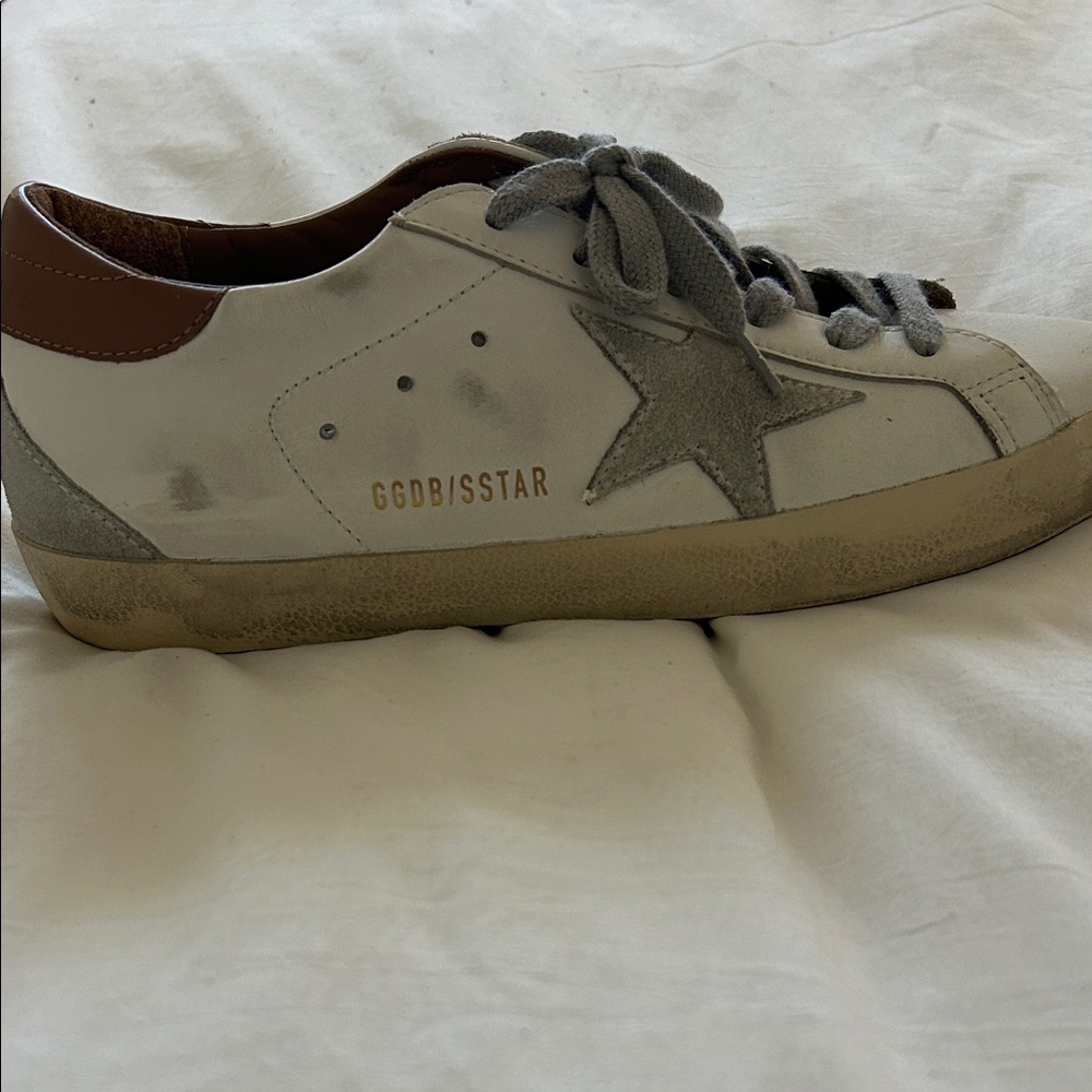 Authentic Golden Goose White and Gray Star Athletic Shoes